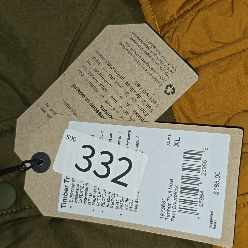 Prana Duck Down Timber Trail Vest Peat Colorblock Mens Size XL NWT - Picture 15 of 15